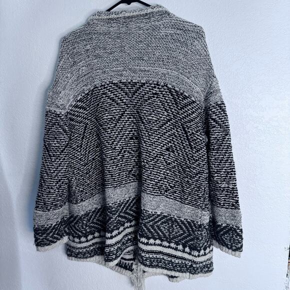 J Jill Fringe Western Boho Cardigan Sweater Wool Blend Fall Oversized Large - Picture 6 of 10